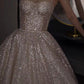 Champagner wunderschöne glänzende elegante Mode Spaghetti-Träger lange Pailletten Ballkleid, Abendkleid, Partykleid gh3520