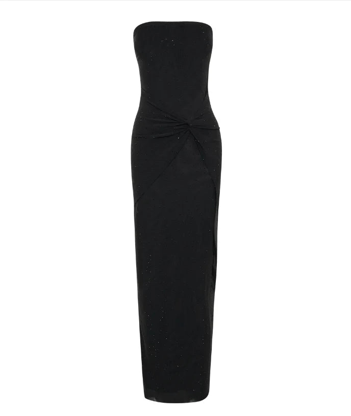 Robe de soirée longue noire brillante, élégante, à épaules dénudées, à paillettes, coupe ajustée, longueur au sol, robe de bal, robe de soirée gh3474
