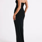 Robe de soirée longue noire brillante, élégante, à épaules dénudées, à paillettes, coupe ajustée, longueur au sol, robe de bal, robe de soirée gh3474