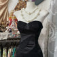 Black vintage fashion elegant long mermaid ruffle floor length evening gown prom dress party dress gh3632