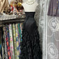 Black vintage fashion elegant long mermaid ruffle floor length evening gown prom dress party dress gh3632