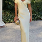 girlhomeshops – Gelbes Hochzeitsgastkleid, stilvoll, schlicht, lang, Satin, Ballkleid, gh5630