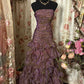 Robe bandeau à volants dégradée violette et marron : ornée de sequins, coupe sirène cintrée à la taille, robe maxi rétro élégante pour banquet (gh6589)