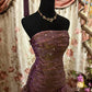Robe bandeau à volants dégradée violette et marron : ornée de sequins, coupe sirène cintrée à la taille, robe maxi rétro élégante pour banquet (gh6589)