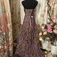 Robe bandeau à volants dégradée violette et marron : ornée de sequins, coupe sirène cintrée à la taille, robe maxi rétro élégante pour banquet (gh6589)