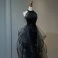 Burgund/Schwarz/Blau Glänzendes, figurbetontes, langes, elegantes Ballkleid mit Pailletten, Abendkleid gh3058