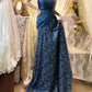 Saphirblau exquisite Perlen plissiert elegante und charmante Retro-Mode floral lange Taft Spitze Ballkleid Abendkleid gh4435