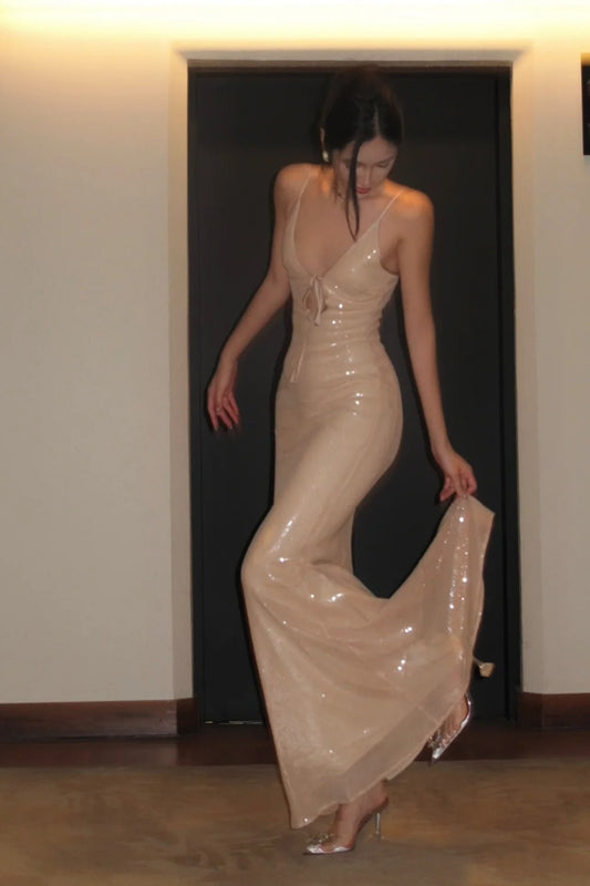 Robe longue brillante, simple et élégante gh6810