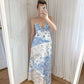 Blue Elegant Floral Delicate Lace Long Ball Gown Birthday/Garden Party Dress Evening Dress Prom Dress Holiday Date Night Dress gh4109