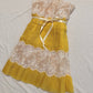 girlhomeshops-Ginger Yellow Chiffon and Lace Paneled Strapless Sleeveless Midi Dress with Ribbon Detail gh6312
