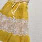 girlhomeshops-Ginger Yellow Chiffon and Lace Paneled Strapless Sleeveless Midi Dress with Ribbon Detail gh6312