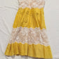 girlhomeshops-Ginger Yellow Chiffon and Lace Paneled Strapless Sleeveless Midi Dress with Ribbon Detail gh6312
