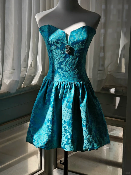 Pfauenblaues kurzes Homecoming-Kleid, Ballkleid, Abendkleid, gh4337