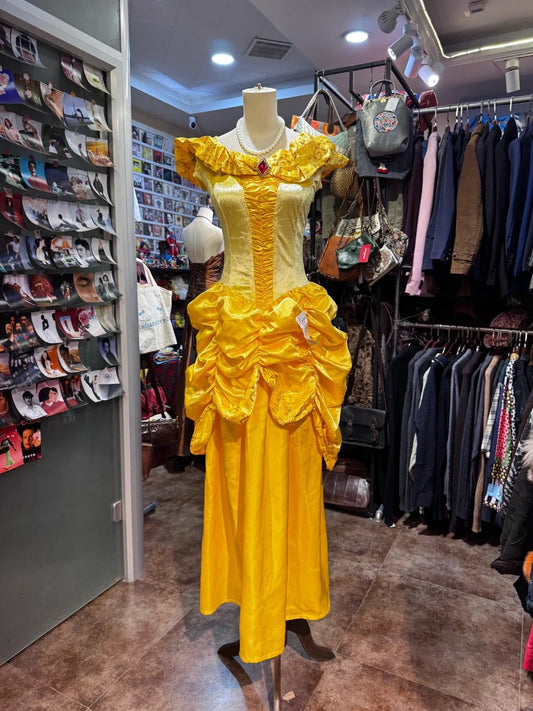 Robe de soirée longue et élégante de princesse rétro jaune, style princesse Belle et la Bête, gh4211
