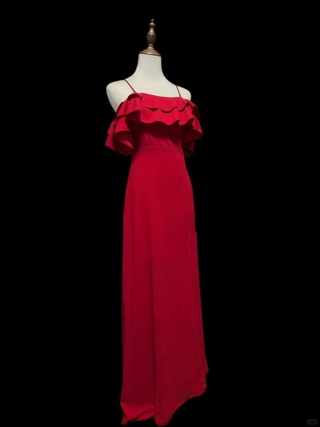 Red Elegant Sweet Fashion Ruffles Off Shoulder Long Satin Chiffon Ball Gown Evening Gown Birthday Wedding Bridesmaid Dress Party Dress Prom Gown gh3935