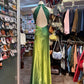 Green Fashion Gradient Retro Elegant V-neck Exquisite Rhinestone Long Satin Backless Ball Gown Evening Gown Party Dress gh4138