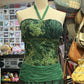 Green Gorgeous Fashion Vintage Exquisite Floral Beads Elegant Long Backless Satin Ball Gown Evening Dress Party Dress gh4141
