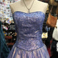 Fantasy Blue Purple Castle Princess Dress Fashion Retro Elegant Exquisite Floral Heart Shape Neck Long Satin Prom Dress Evening Dress Birthday Party Dress gh4144
