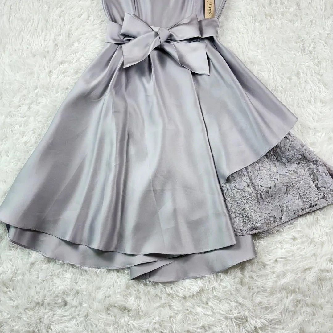 Elegantes, asymmetrisches, knielanges Abendkleid aus Satin und Spitze mit Schleife in der Taille – figurbetontes Kleid für Brautjungfern, Begleitung und kleinere Dinner-Veranstaltungen gh6491