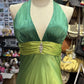 Green Fashion Gradient Retro Elegant V-neck Exquisite Rhinestone Long Satin Backless Ball Gown Evening Gown Party Dress gh4138