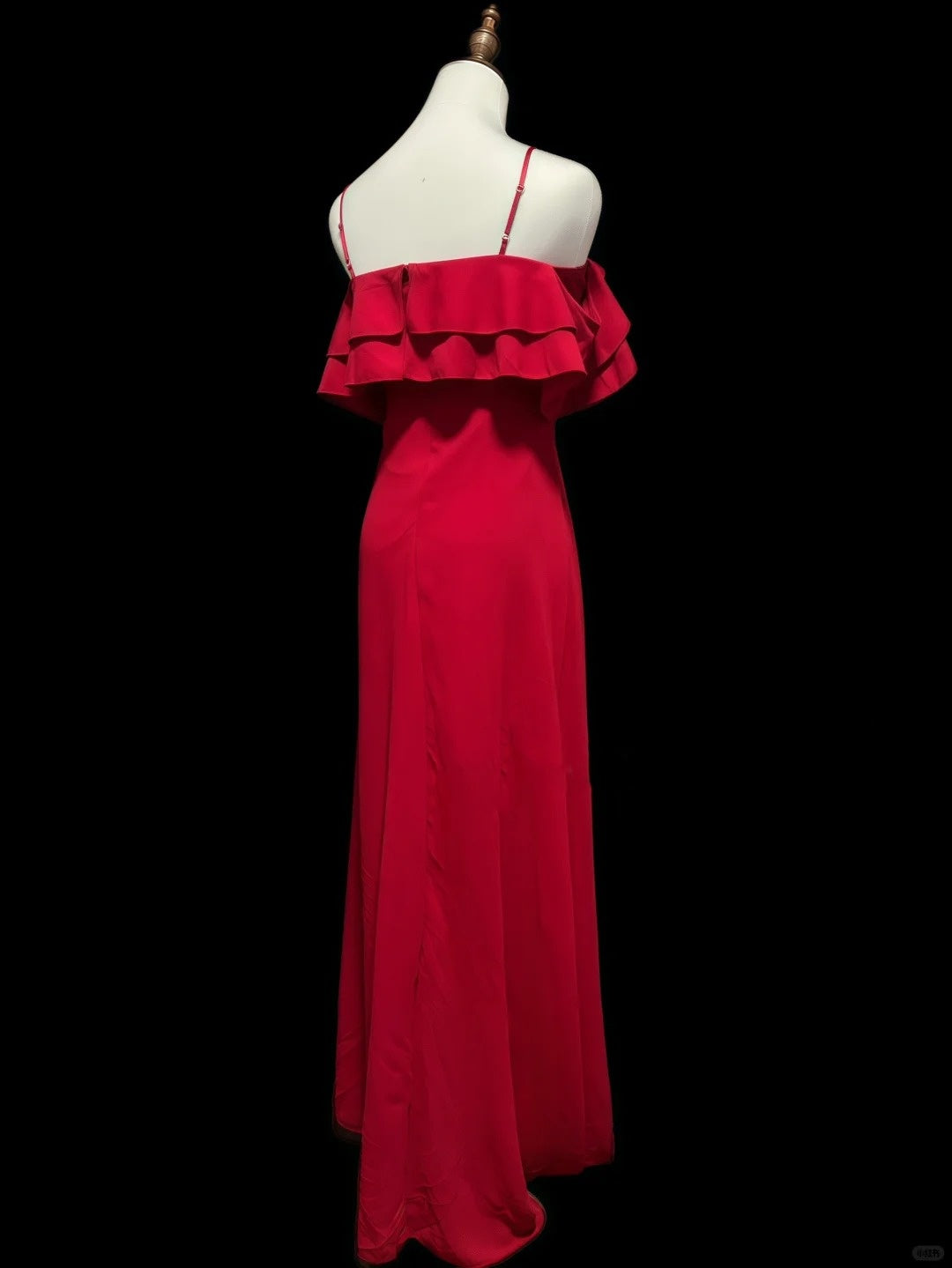 Red Elegant Sweet Fashion Ruffles Off Shoulder Long Satin Chiffon Ball Gown Evening Gown Birthday Wedding Bridesmaid Dress Party Dress Prom Gown gh3935