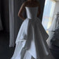 Girlhomeshops - Weißes Satin-Schulterfreies, langes, bodenlanges Brautkleid, Ballkleid gh5394