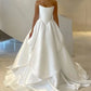 Girlhomeshops - Weißes Satin-Schulterfreies, langes, bodenlanges Brautkleid, Ballkleid gh5394