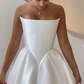 Girlhomeshops - Weißes Satin-Schulterfreies, langes, bodenlanges Brautkleid, Ballkleid gh5394