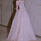Girlhomeshops - Rosa Mode Perlen Elegante Lange Tüll Ballkleid Abendkleid gh5074