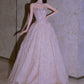 Girlhomeshops - Rosa Mode Perlen Elegante Lange Tüll Ballkleid Abendkleid gh5074