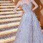 Girlhomeshops-Blaues, modisches, elegantes, langes Ballkleid aus Tüll mit Perlen, gh5075