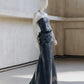 🌌🌠Blue Gothic Cyber Mechanical Goddess Liquid Metal Dress Y3K Long Satin Ball Gown Evening Dress gh4545