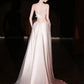 Pink gradient satin lace long tulle wedding dress gh6847