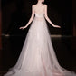 Pink gradient satin lace long tulle wedding dress gh6847