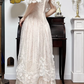 Light Apricot Vintage Off‑Shoulder Lace Ball Gown, Evening Prom Dress With Bows gh8741
