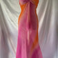 Robe de soirée élégante en mousseline de soie rose magnifique, sans bretelles, dégradée, longue, gh3179