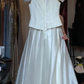 Off Shoulder Ivory Vintage Prom Dress 3D Rose Applique Jacquard Satin A Line Formal Evening Gown gh9823