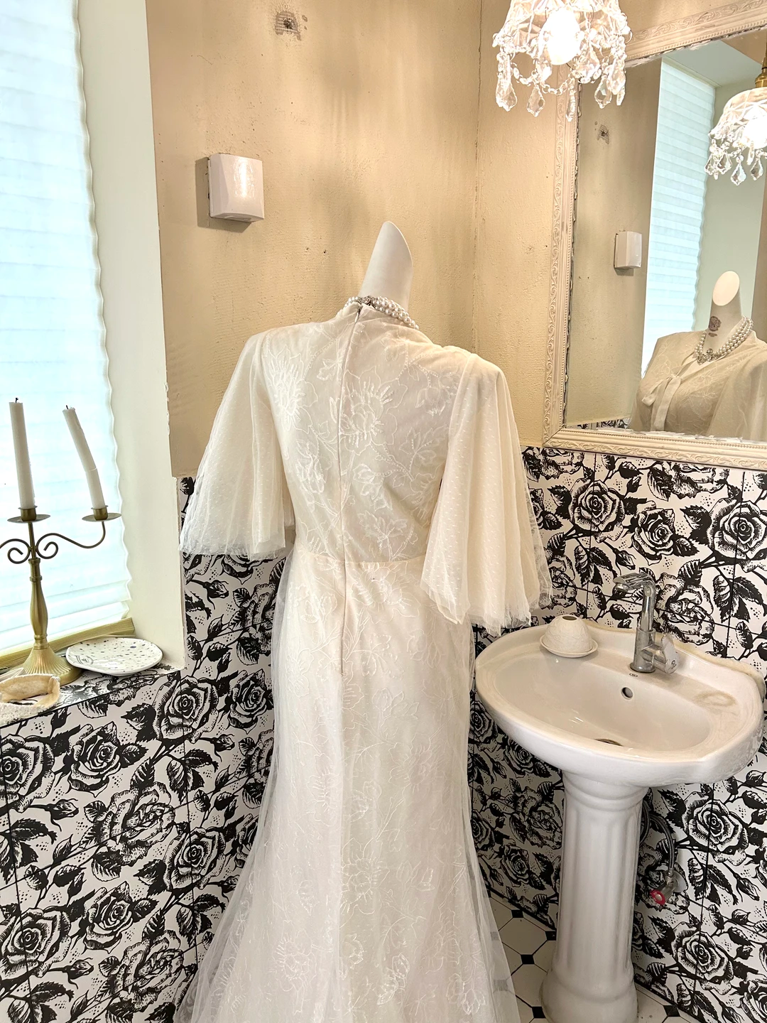 Ivory Cinched Waist Figure-Flattering Bodycon Sexy Long Romantic Dress, Wedding Gown gh7773