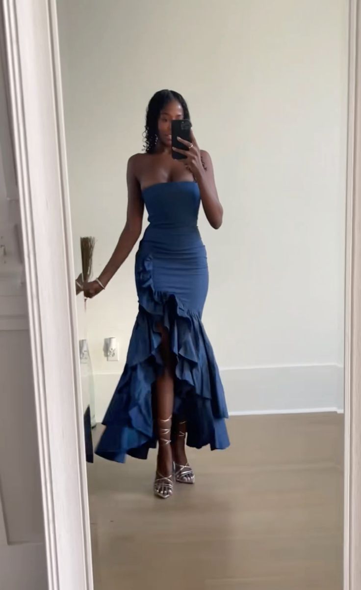 Girlhomeshops - Robe de bal longue en mousseline à volants bleu/bordeaux/jaune/violet gh5929