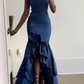 Girlhomeshops - Robe de bal longue en mousseline à volants bleu/bordeaux/jaune/violet gh5929