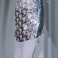 V Neck Spaghetti Strap Gatsby Evening Dress, Houndstooth Sequin Floral Beaded Chiffon Midi Formal Gown gh9894