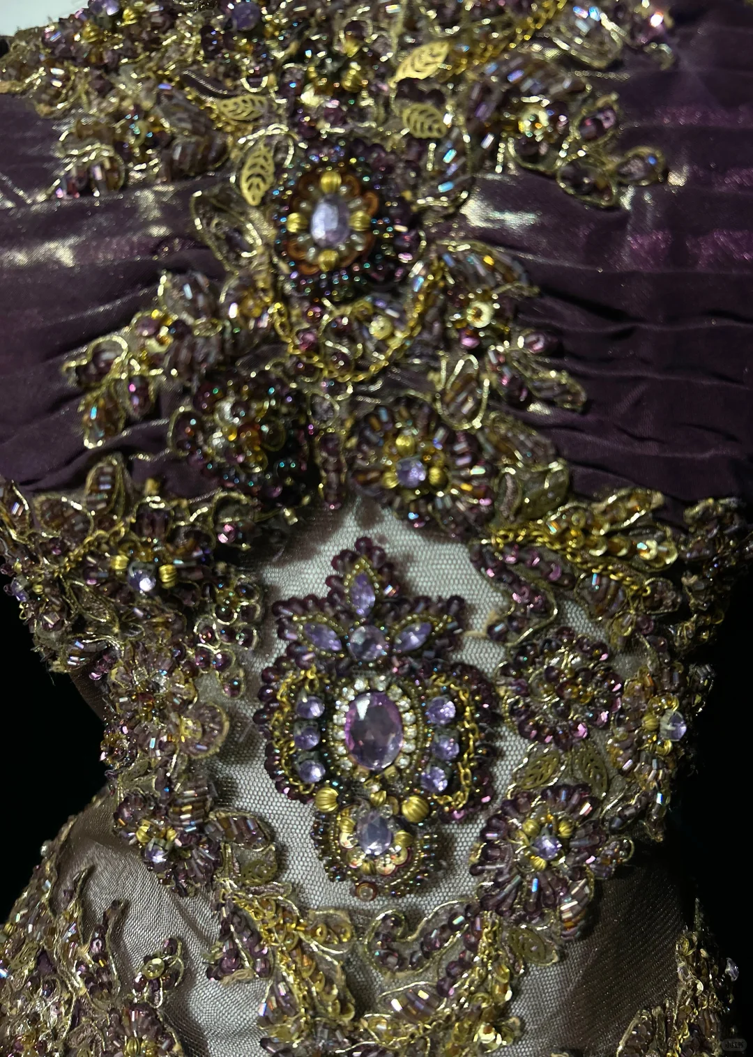 ✨Girlhomeshops-Halter Purple Beaded Mermaid Evening Gown, Sheer Mesh Formal Dress gh10277