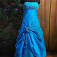 Blue gorgeous vintage exquisite beaded applique tube top long elegant satin ball gown evening dress gh3312