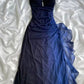 Robe de soirée longue en mousseline de soie bleu foncé/violet, élégante et brillante, avec bretelles perlées, robe de bal, robe de soirée, robe de remise de diplôme gh3507
