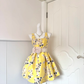 Yellow Watercolor Floral Print Sleeveless Short Cocktail Dress, Square Neck 3D Flower Waist Sash Pleated A‑Line Homecoming Party Gown gh9226