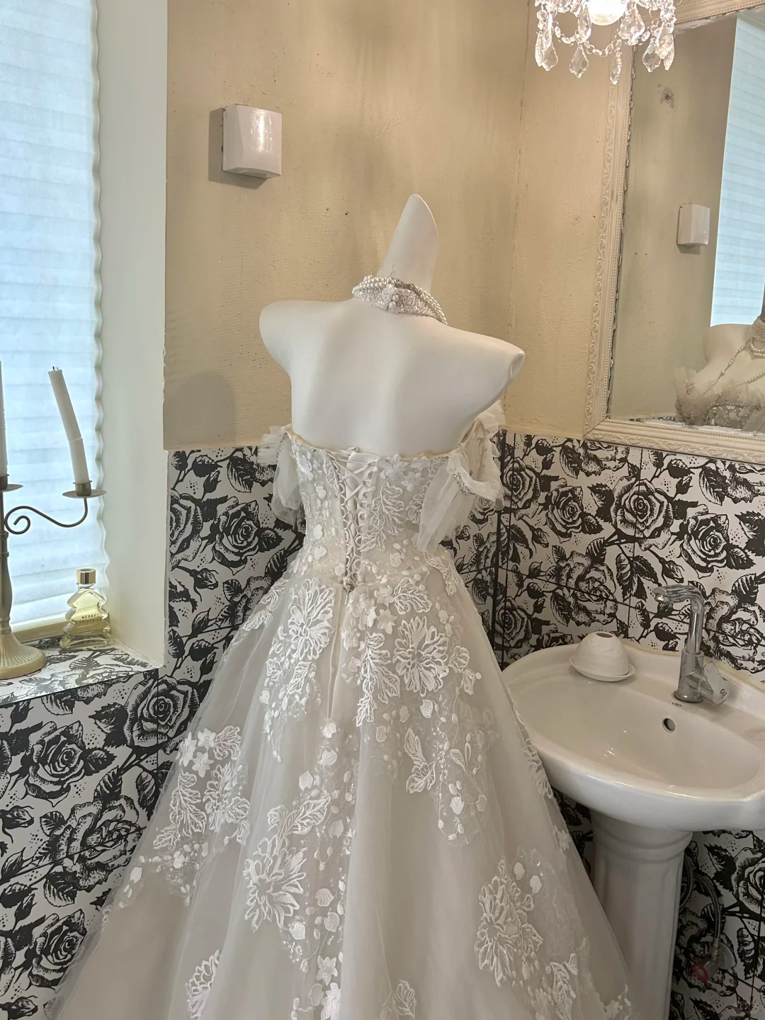 Ivory Strapless Embroidered Waist-Cinched A-Line Long Romantic Dress, Wedding Gown gh7692