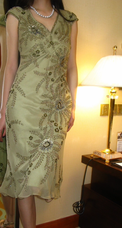 Light Green Vintage Beaded V-Neck Elegant Luxury Prom & Evening Party Dress gh8384