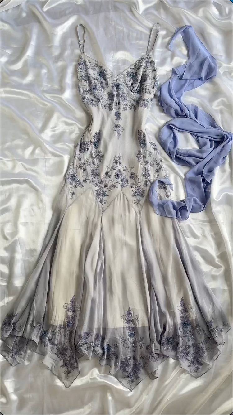 Lila mode elegante exquisite perlen spaghetti strap A-linie lange chiffon ballkleid abendkleid partykleid gh2919