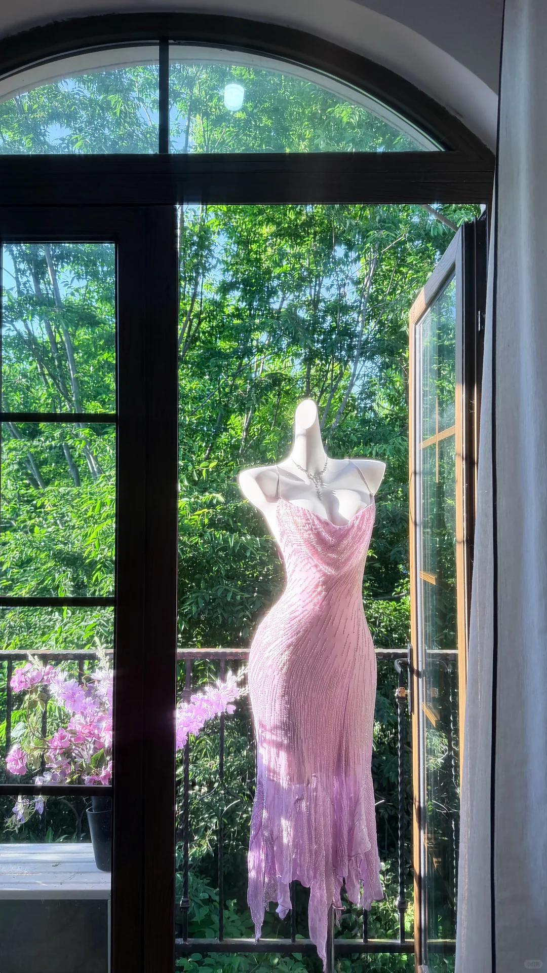Pink Purple Ombre Cowl Neck Spaghetti Strap Beaded Irregular Mermaid Evening Dress, Prom Gown gh9517