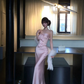 Women Elegant Nude Pink Strapless Satin Evening Dress Big Bow Boned Corset Mermaid Long Prom Gown gh9430